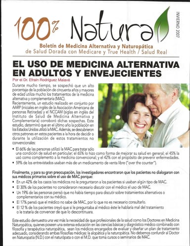 El uso de medicina alternativa en adultos y envejecientes - 100% Natural Página #1,,,,,,,
