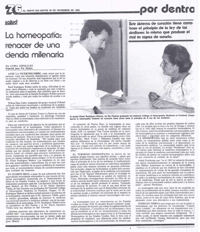 Renacimiento de la homeopatía como alternativa de tratamiento natural en Puerto Rico, testimonios de pacientes exitosos