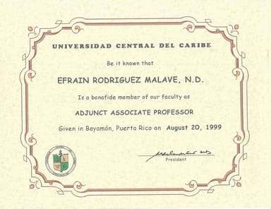 Certificado de Profesor Adjunto de Medicina Integral y Complementaria en UCC