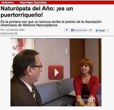 Entrevista sobre premio Médico Naturopático del año en Wapa TV