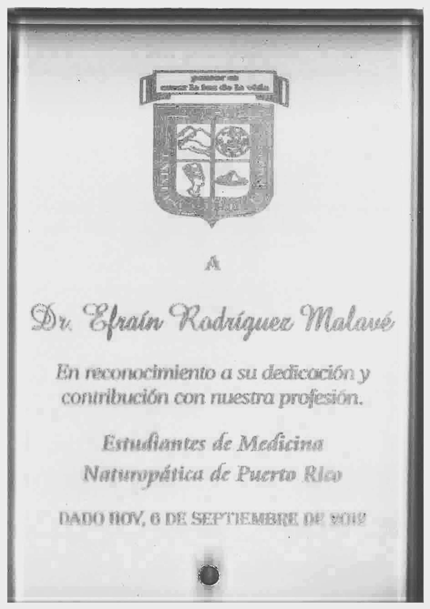 Reconocimiento Estudiantes de Medicina Naturopatica Universidad del Turabo-2012
